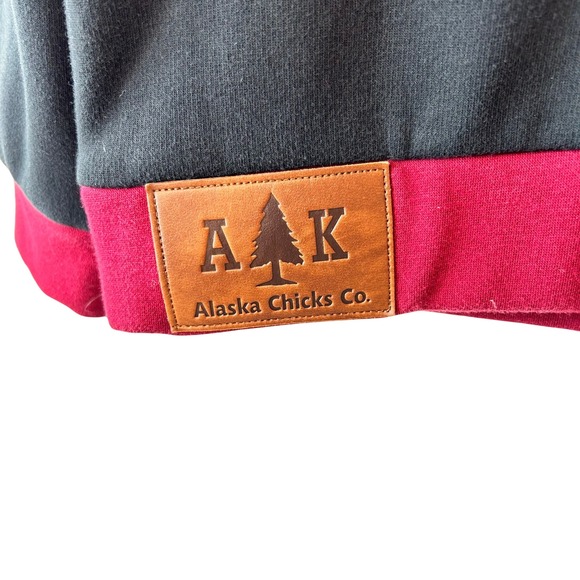 Alaska Chicks Co Womens Colorblock Cowl Neck Hoodie Burgundy Grey Black Size M - Picture 7 of 8
